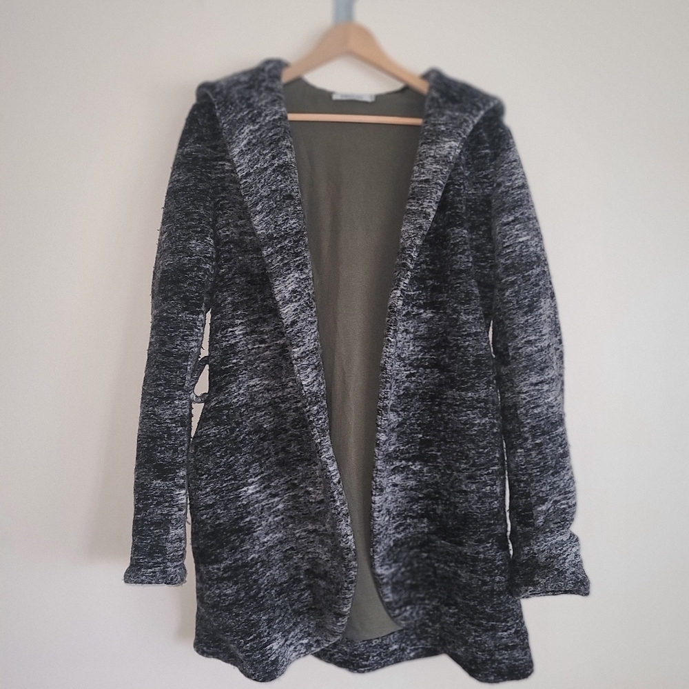 LeMonada wool blend Long tie waist Cardigan jacket sz 38 brand sz m